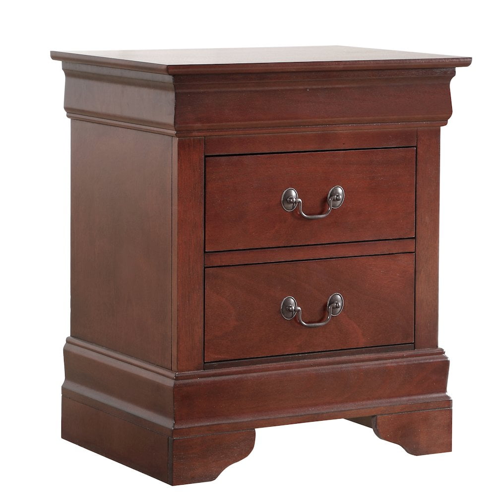 Cherry Stained 2-Drawer Engineered Wood Nightstand