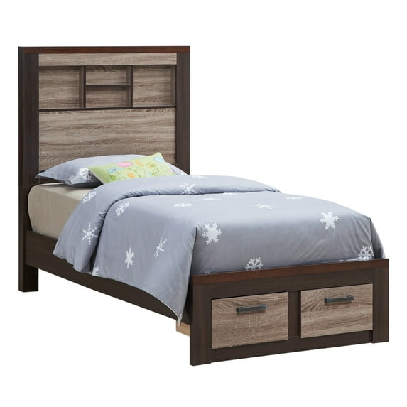 Glory Furniture Magnolia Wood Twin Bed in Gray and Brown