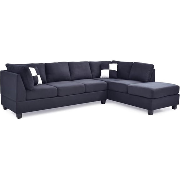 Glory Furniture Malone Microsuede Sectional in Black