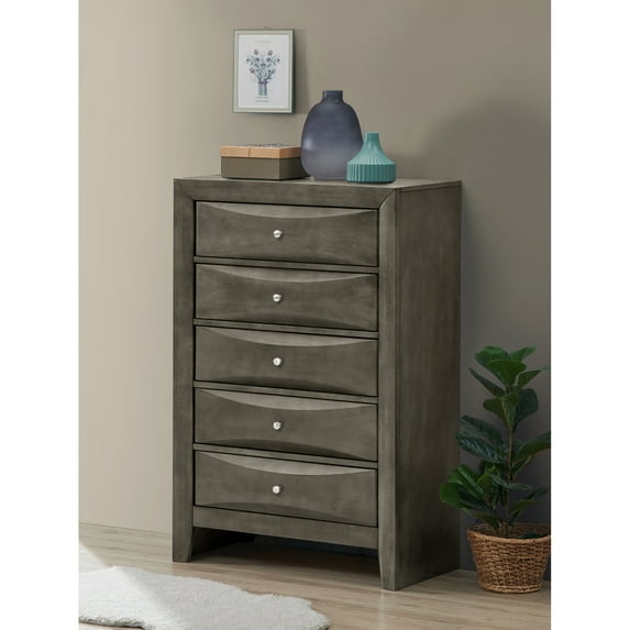 Glory Furniture Marilla 5 Drawer Chest in Gray