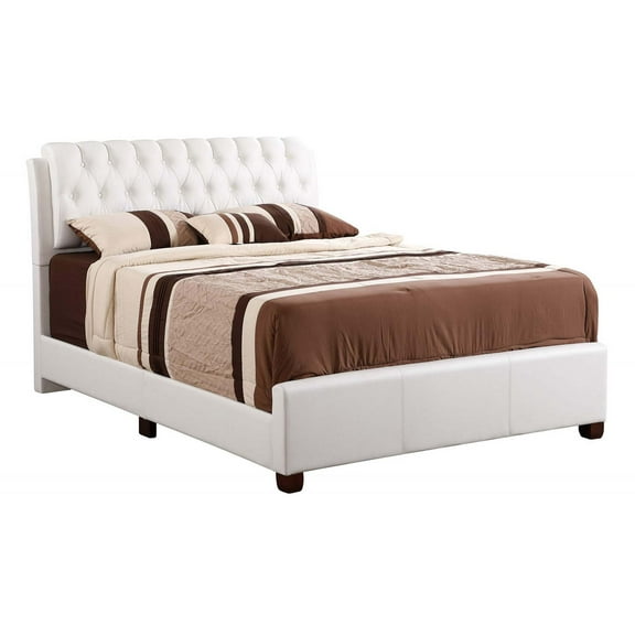 Glory Furniture Marilla Faux Leather Upholstered Full Bed in White