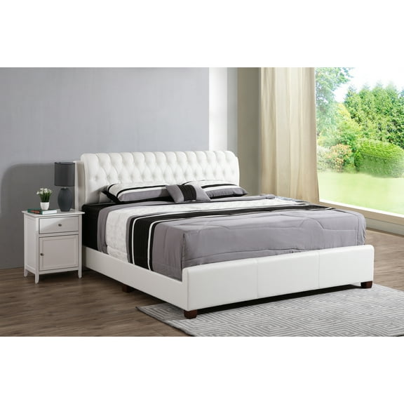 Glory Furniture Marilla Faux Leather Upholstered King Bed in White