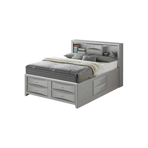 Glory Furniture Marilla Full Storage Bed in Silver Champagne