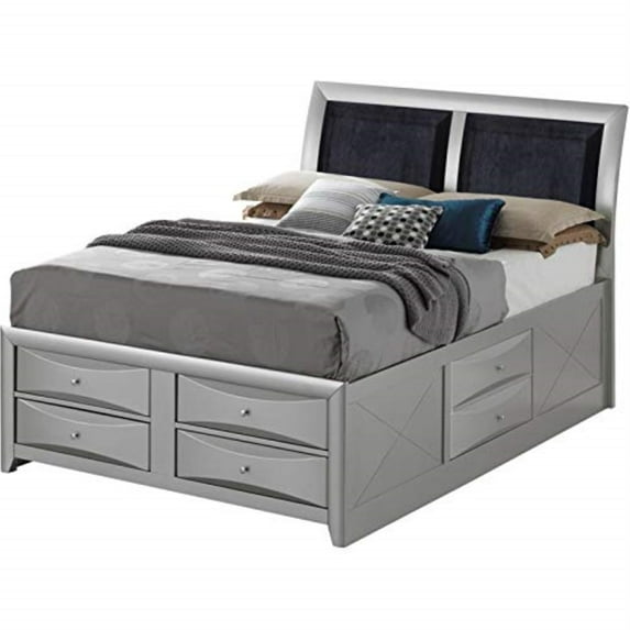Glory Furniture Marilla Full Storage Bed in Silver Champagne