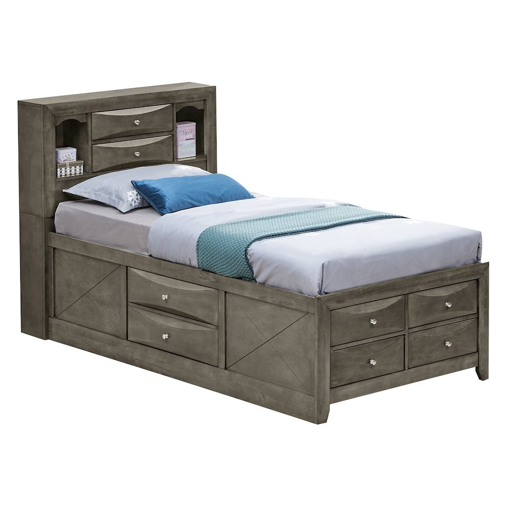 Glory Furniture Marilla Twin Storage Bed in Gray Color