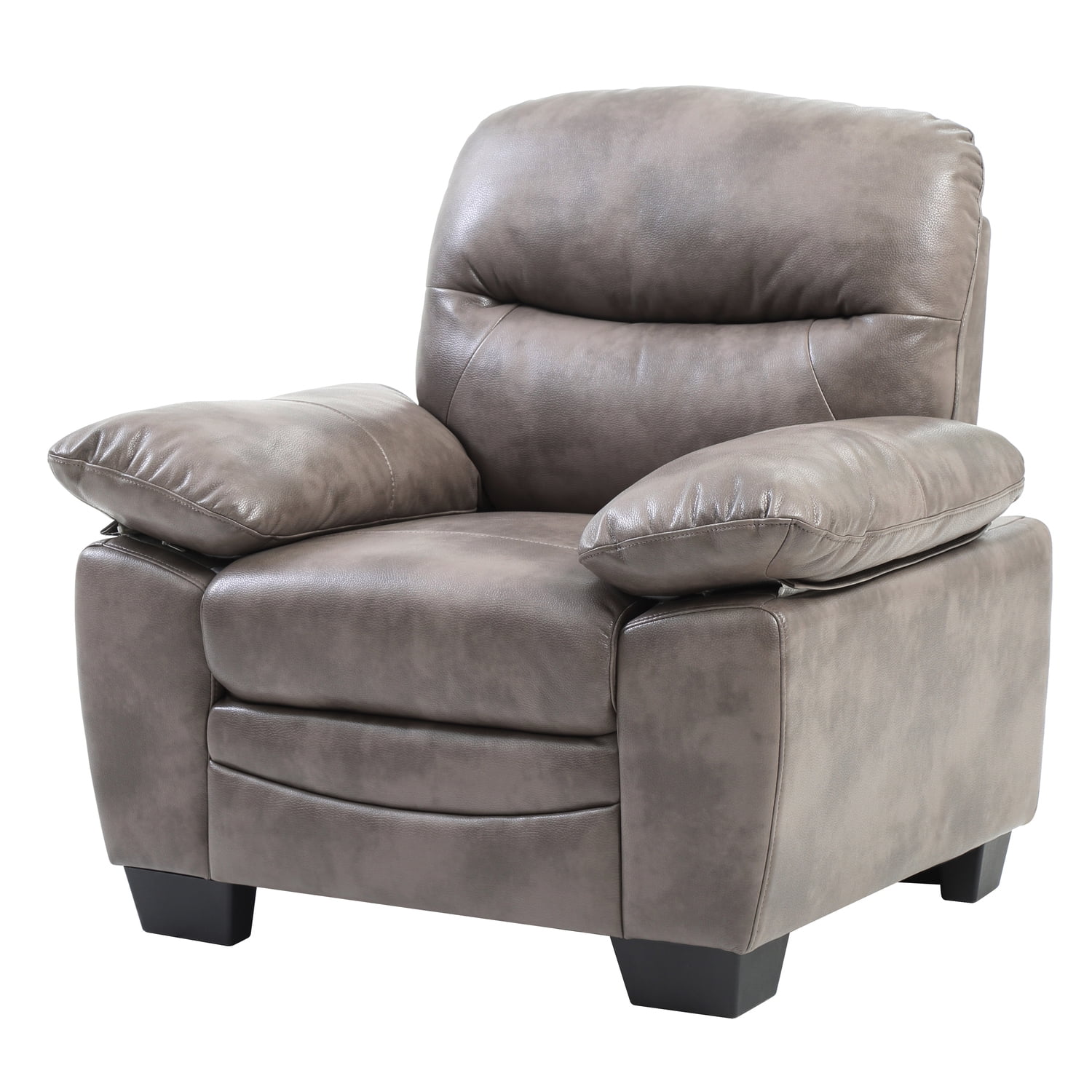 Gray Faux Leather Padded Arm Living Room Chair