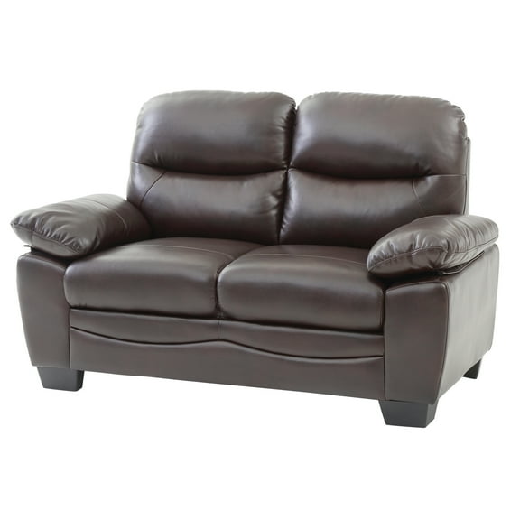 Glory Furniture Marta Faux Leather Loveseat in Dark Brown