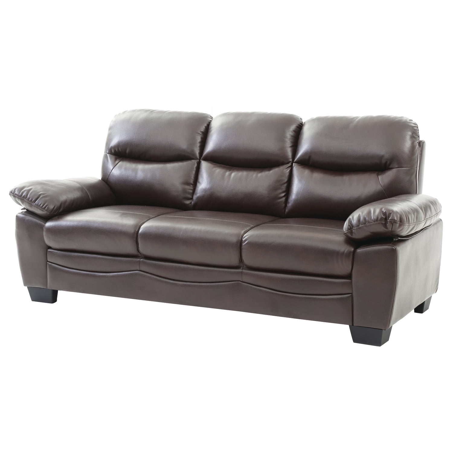 Marta 78'' Dark Brown Faux Leather Tufted Sofa