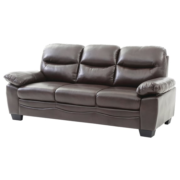 Glory Furniture Marta Faux Leather Sofa in Dark Brown