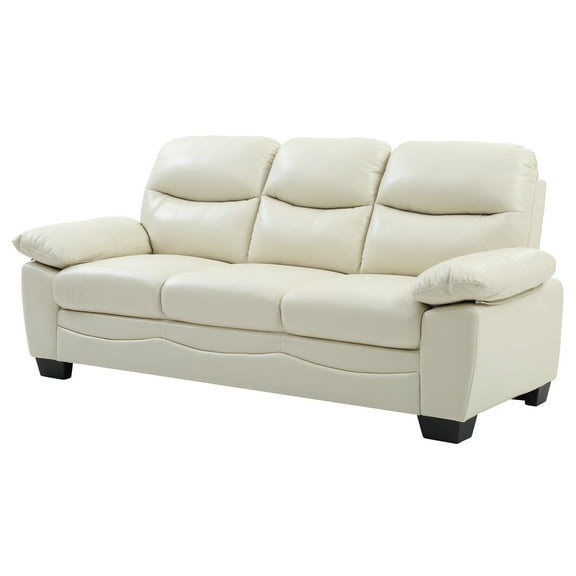 Glory Furniture Marta Faux Leather Sofa in Pearl