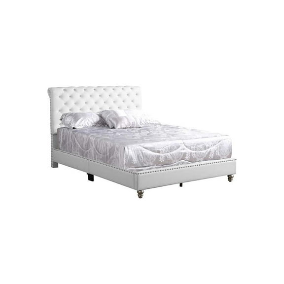 Glory Furniture Maxx Faux Leather Upholstered Full Bed in White