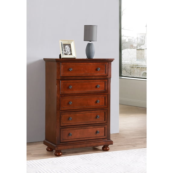 Glory Furniture Meade 5-Drawers Bedroom Chest in Cherry