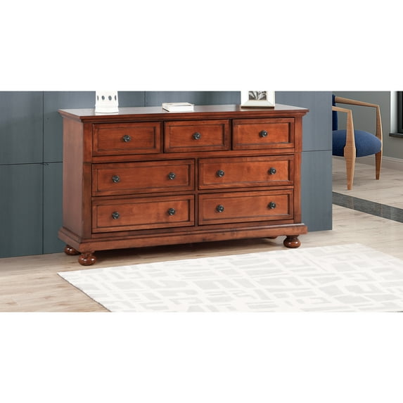 Glory Furniture Meade 7 Drawer Dresser Cherry Wood Finish