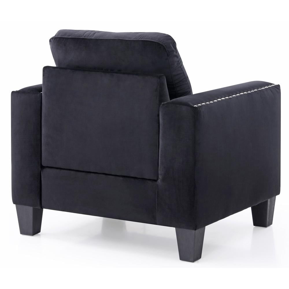 Elegant Black Velvet Tufted Armchair with Nailhead Trim