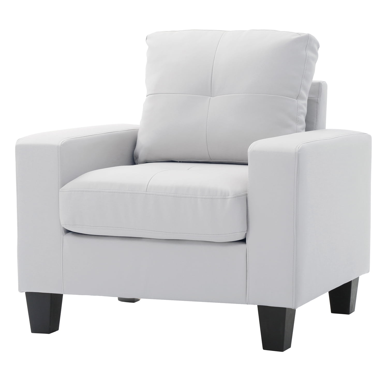 Casual White Faux Leather Track Arm Club Chair