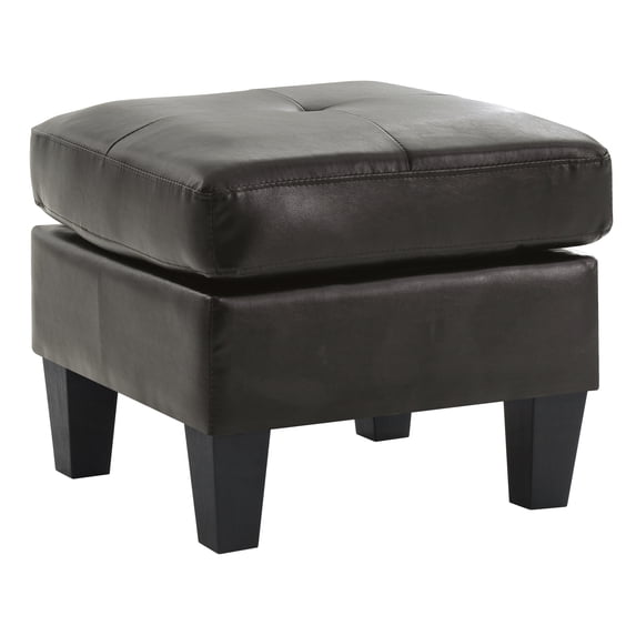 Glory Furniture Newbury Faux Leather Ottoman in Black