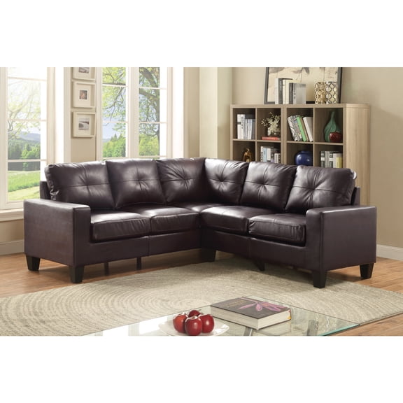Glory Furniture Newbury Faux Leather Sectional Sofa Dark Brown