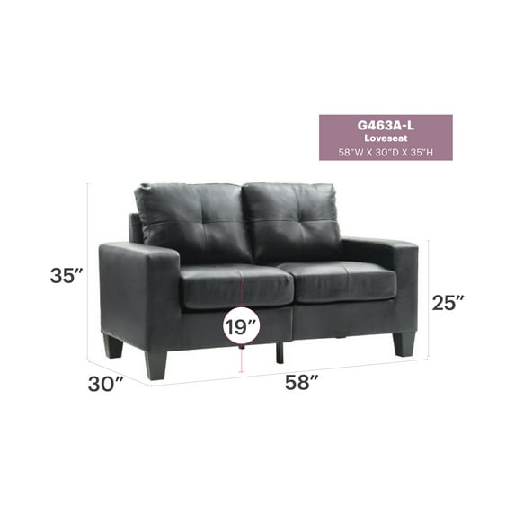 Glory Furniture Newbury Loveseat in Black Color