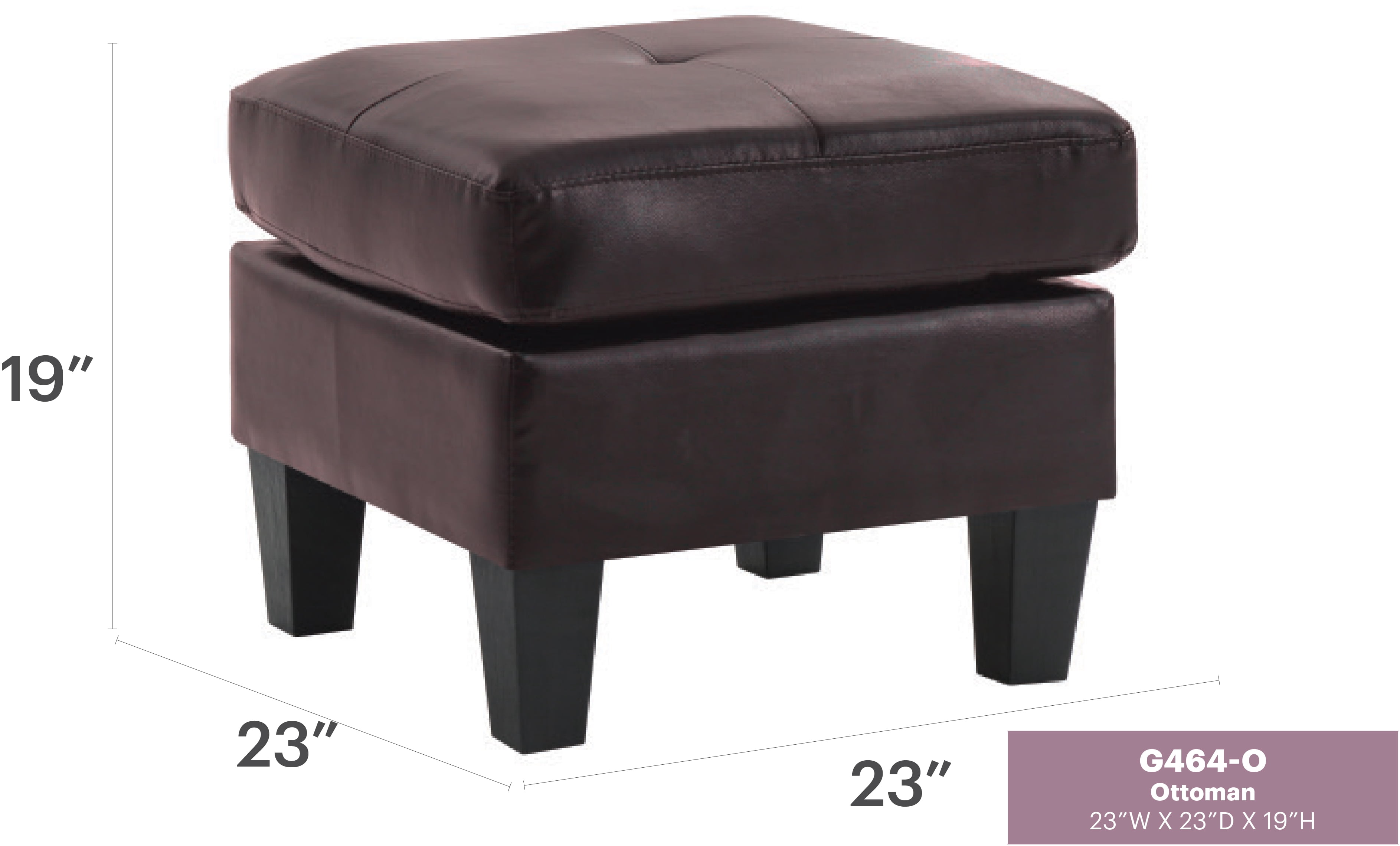 Glory Furniture Newbury Ottoman in Red Color