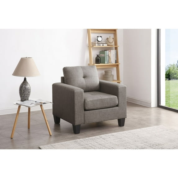 Glory Furniture Newbury Twill Fabric Club Chair in Gray