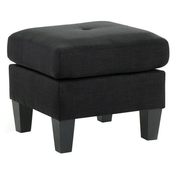 Glory Furniture Newbury Twill Fabric Ottoman in Black