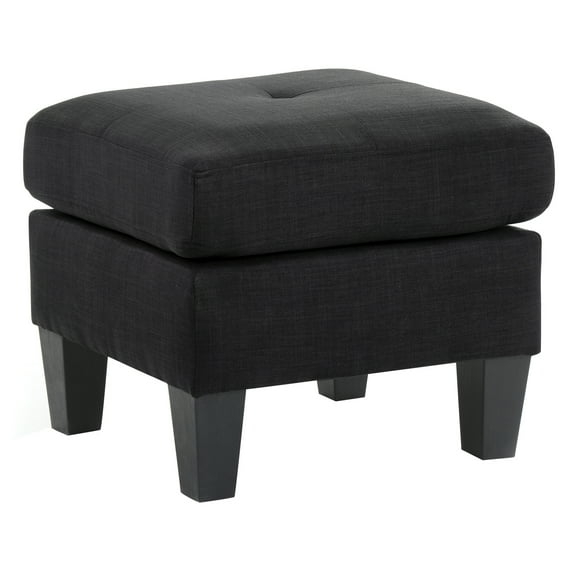 Glory Furniture Newbury Twill Fabric Ottoman in Black