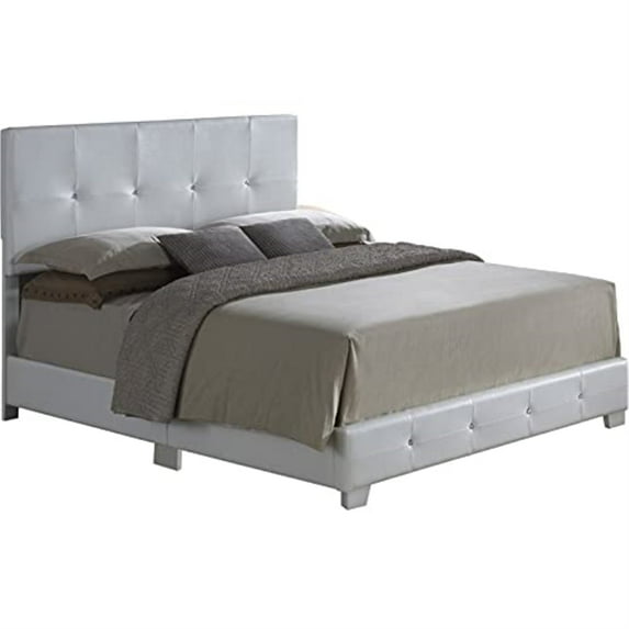 Glory Furniture Nicole Faux Leather Upholstered Full Bed in White