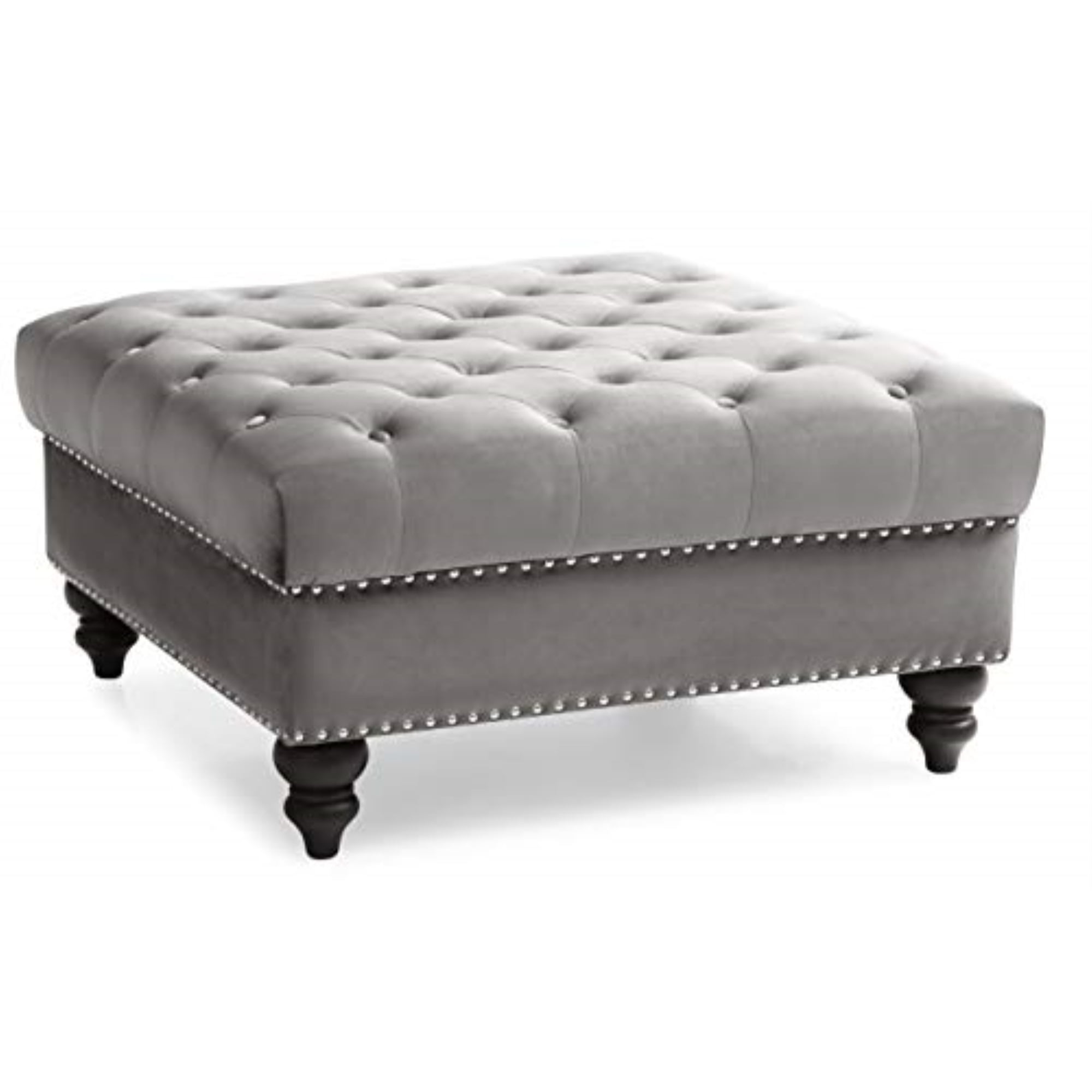 Glory Furniture Nola Velvet Ottoman in Dark Gray Walmart