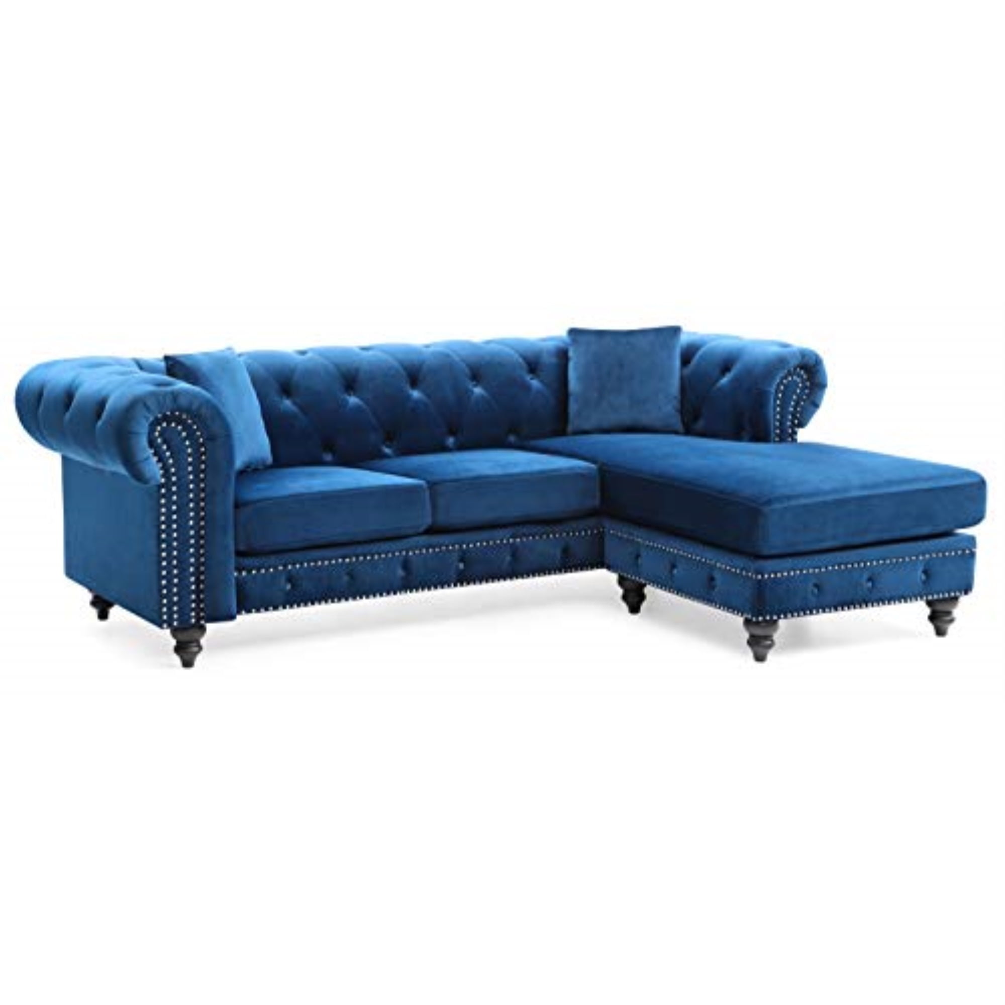 Navy velvet online chaise sofa