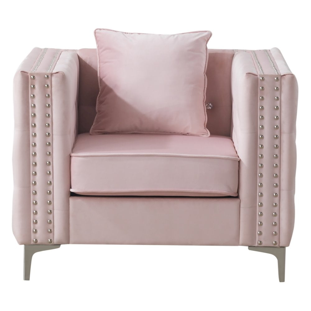 Glory Furniture Paige Accent Chair in Pink Color
