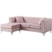 Glory Furniture Paige Velvet Sofa Chaise in Pink