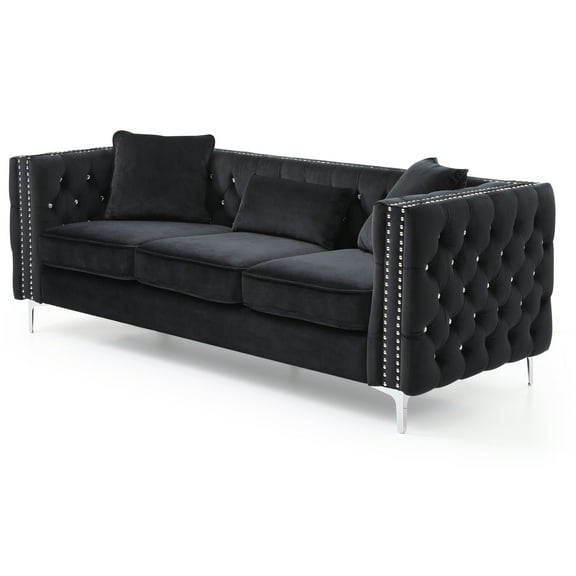 Glory Furniture Paige Velvet Sofa in Black