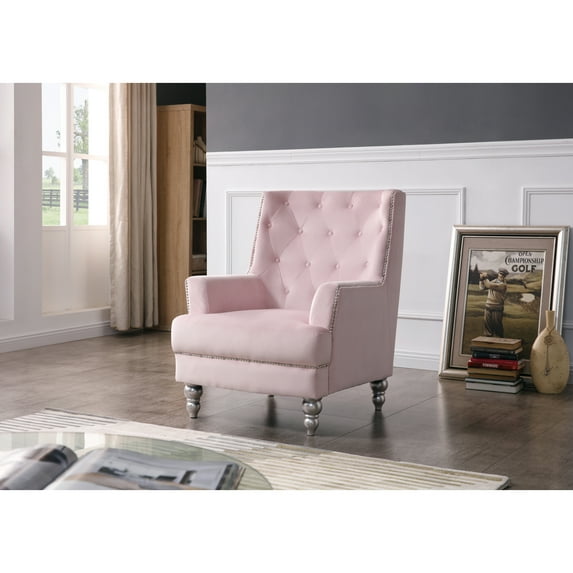 Glory Furniture Pamona Velvet Chair in Pink