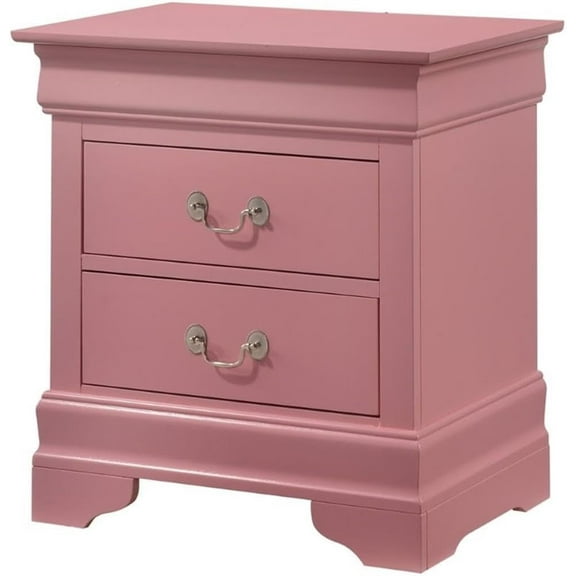 Glory Furniture  Phillipe 2 Drawer Nightstand in Pink
