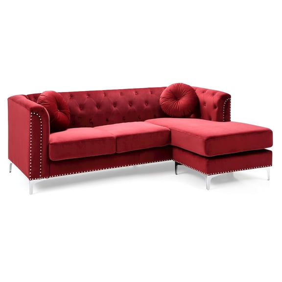 Glory Furniture Pompano Sofa Chaise in Burgundy Color