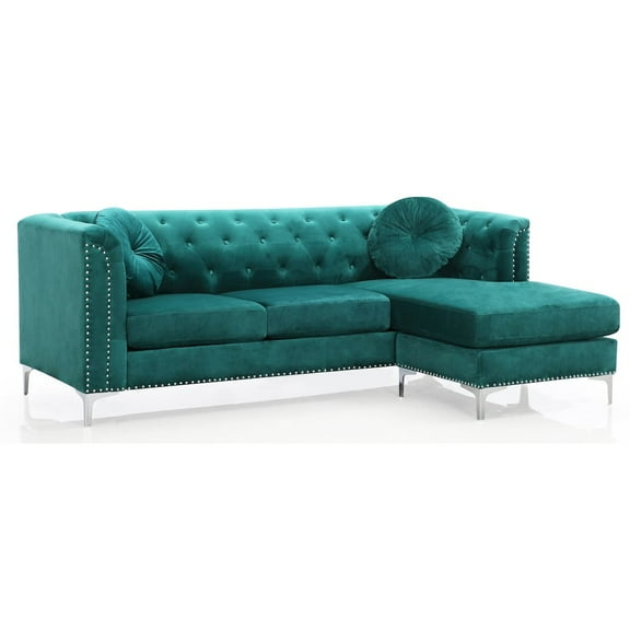 Glory Furniture Pompano Sofa Chaise in Green Color