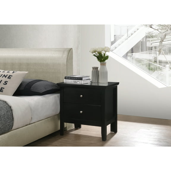 Glory Furniture Primo 2 Drawer Nightstand in Black