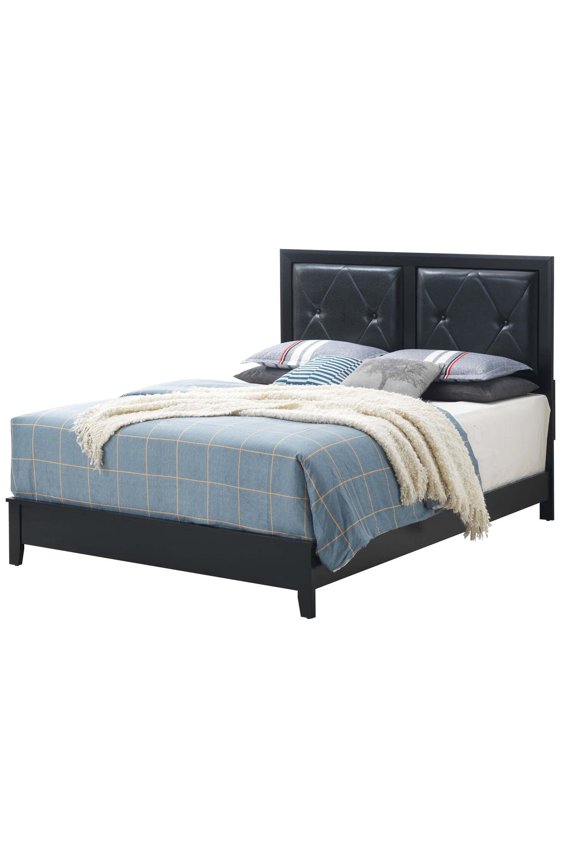 Primo Faux Leather Upholstered King Panel Bed in Black