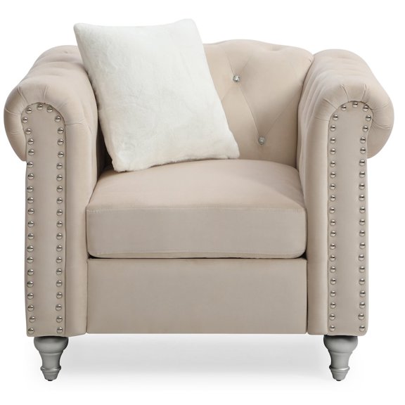 Glory Furniture Raisa Accent Chair in Beige Color