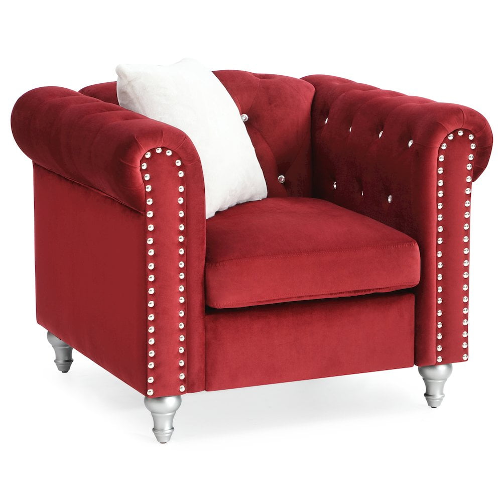 Glory Furniture Raisa Accent Chair in Burgundy Color
