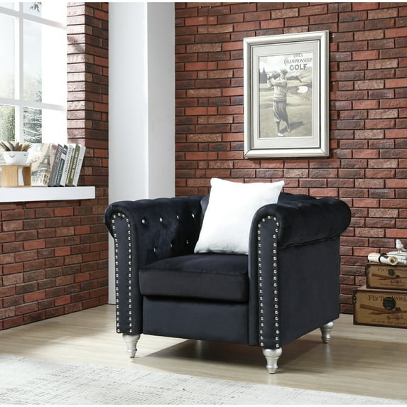 Glory Furniture Raisa Velvet Chair in Black