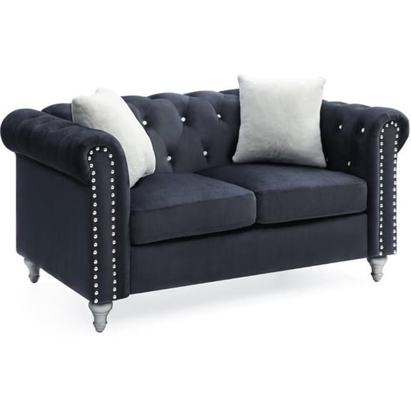 Glory Furniture Raisa Velvet Loveseat in Black