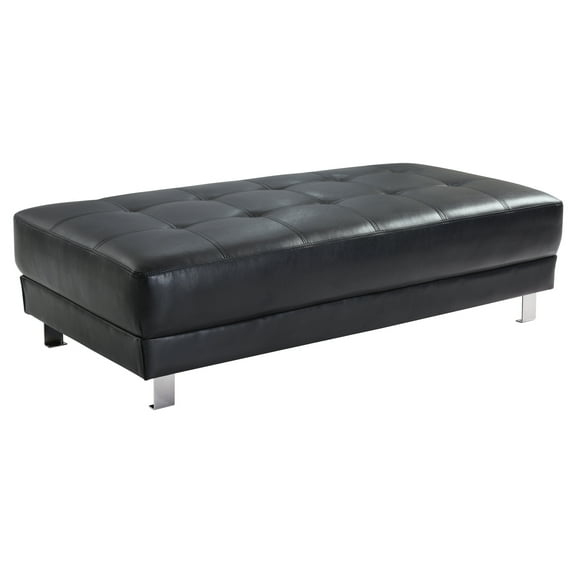 Glory Furniture Riveredge Faux Leather Milan Ottoman in Black