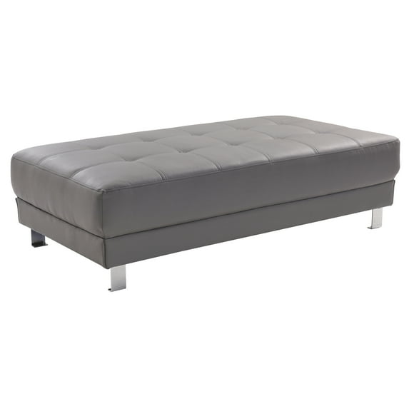 Glory Furniture Riveredge Faux Leather Milan Ottoman in Gray