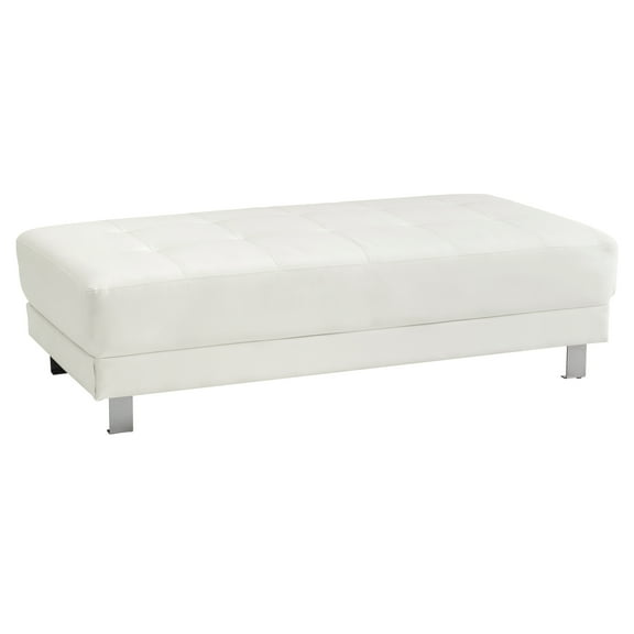 Glory Furniture Riveredge Faux Leather Milan Ottoman in White