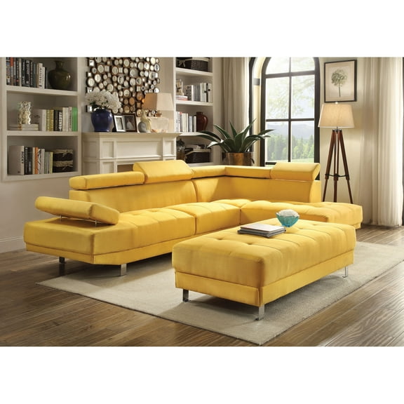 Glory Furniture Riveredge Twill Fabric Sectional in Yellow