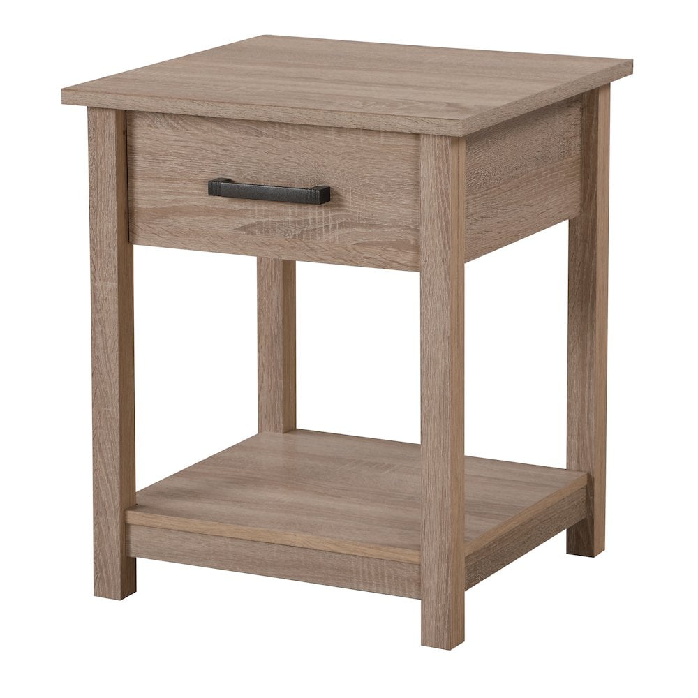 Sandle Wood 1-Drawer Nightstand with Open Shelf