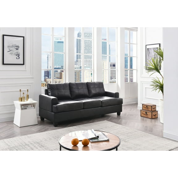 Glory Furniture Sandridge Faux Leather Sofa in Black
