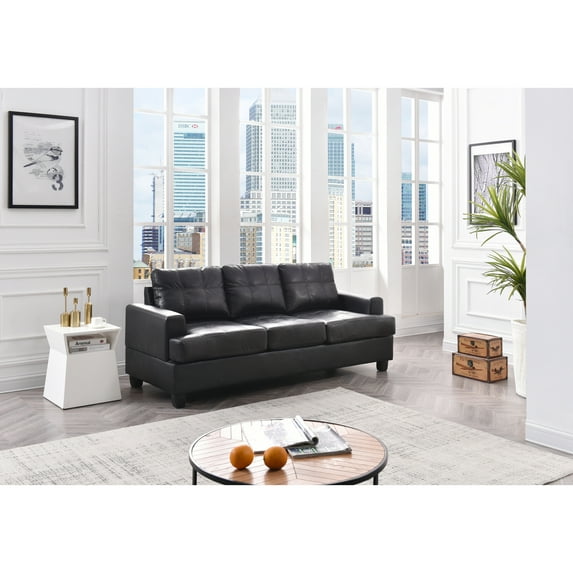 Glory Furniture Sandridge Faux Leather Sofa in Black