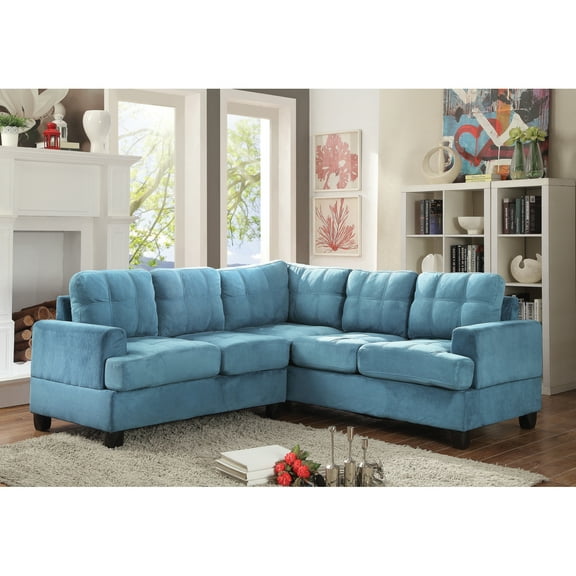 Glory Furniture Sandridge Microsuede Sectional in Aqua